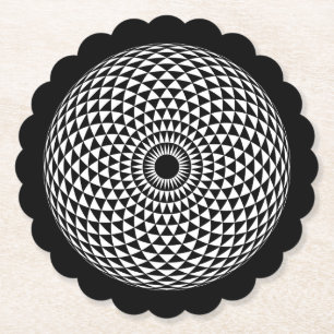 Dessous-de-verre En Papier Mandala blanc noir spirituel Géométrique