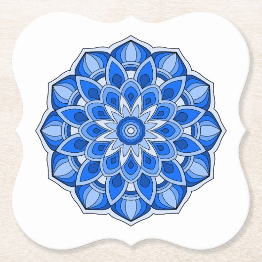 Dessous-de-verre En Papier Mandala en bleu (Devant)