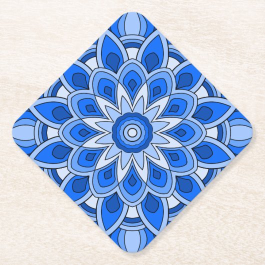 Dessous-de-verre En Papier Mandala en bleu (Devant)