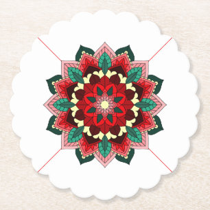 Dessous-de-verre En Papier Mandala Motif 2002 en Dessous de verre papier roug