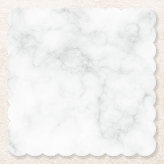 Dessous-de-verre En Papier Marbre Blanc Moderne (Devant)