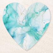 Dessous-de-verre En Papier Marbre d'encre Mint Aqua (Devant)