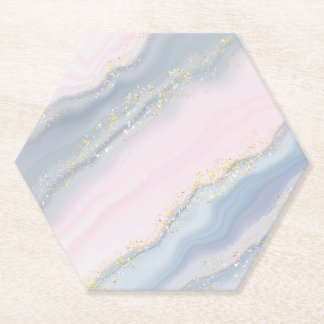 Dessous-de-verre En Papier Marbre Pastel Pierre Parties scintillant Texture A