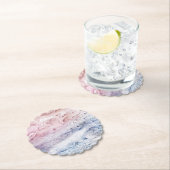 Dessous-de-verre En Papier Marbre rose bleu art abstrait aquarelle (En situation)