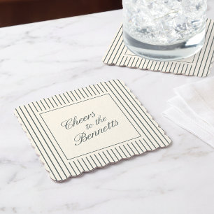 Dessous-de-verre En Papier Mariage à l'écriture classique de l'épicéa fumé