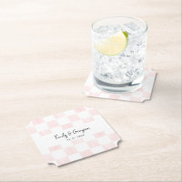 Mariage à motif damier rose peint