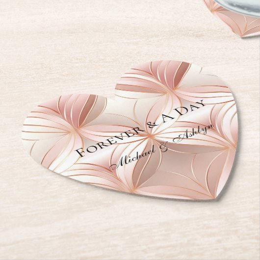 Dessous-de-verre En Papier Mariage Abstrait Pearl Blush Rose Rose (Incliné)