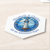 Dessous-de-verre En Papier Mariage Adventure Phare Voile Nautique (Incliné)