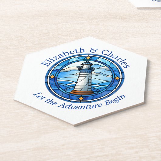 Dessous-de-verre En Papier Mariage Adventure Phare Voile Nautique (Incliné)