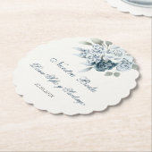 Dessous-de-verre En Papier Mariage bleu floral (Incliné)