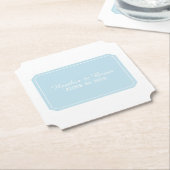 Dessous-de-verre En Papier Mariage bleu tout simplement élégant (Incliné)