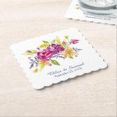 Dessous-de-verre En Papier Mariage coloré Bouquet d'aquarelle (Incliné)