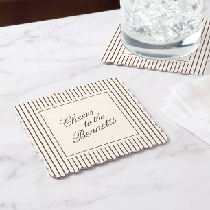 Dessous-de-verre En Papier Mariage Dark Burgundy Classic Script