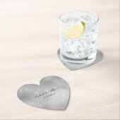 Dessous-de-verre En Papier Mariage de dentelle fleurie argentée (En situation)