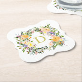 Dessous-de-verre En Papier Mariage de monogramme de germe d'automne (Incliné)