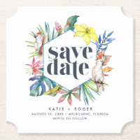 Mariage de plage florale tropicale Sauvez les date