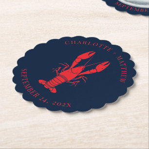 Dessous-de-verre En Papier Mariage de plage personnalisé Homard ébullition d'