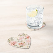 Dessous-de-verre En Papier Mariage de roses florales roses blush crème (En situation)