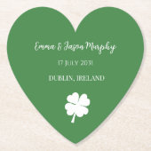 Dessous-de-verre En Papier Mariage de trèfle vert irlandais moderne à quatre (Devant)