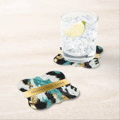 Dessous-de-verre En Papier Mariage de vache noire Turquoise Green Gold (En situation)