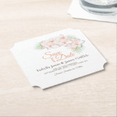 Dessous-de-verre En Papier Mariage d'orchidées roses Enregistrer la date (Incliné)