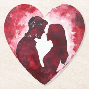 Dessous-de-verre En Papier Mariage du cœur d'amour romantique