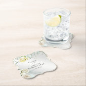 Dessous-de-verre En Papier Mariage Elegant Aquarelle ivoire Jaune Blush Rose (En situation)