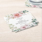 Dessous-de-verre En Papier Mariage Élégant Bébé rose Peony Flowers (Incliné)