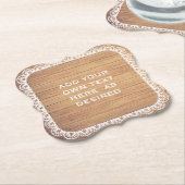 Dessous-de-verre En Papier Mariage en bois rustique de dentelle (Incliné)