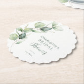 Dessous-de-verre En Papier Mariage Eucalyptus Greenery Script (Incliné)