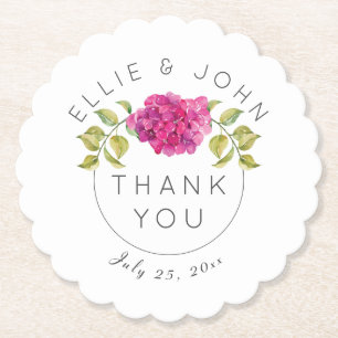 Dessous-de-verre En Papier Mariage Favor Hot rose Hydrangea