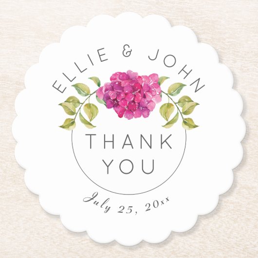 Dessous-de-verre En Papier Mariage Favor Hot rose Hydrangea (Devant)
