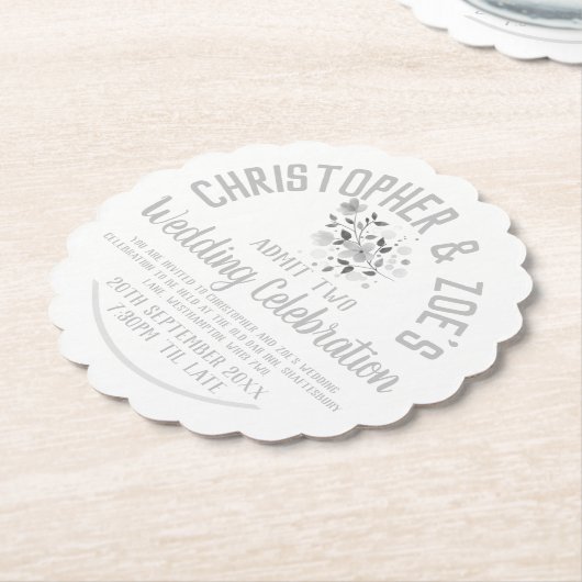 Dessous-de-verre En Papier Mariage Fête Invitation Billet papier (Incliné)