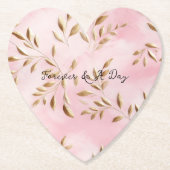 Dessous-de-verre En Papier Mariage Feuille Blush Pink Gold (Devant)