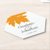 Dessous-de-verre En Papier Mariage/Fiançailles de feuille d'érable jaune d'au (Incliné)