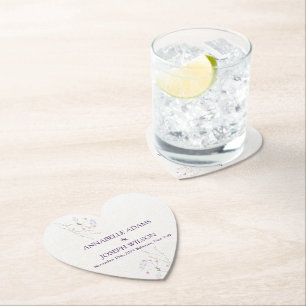 Dessous-de-verre En Papier Mariage fleurs aquarelle minimaliste blanc