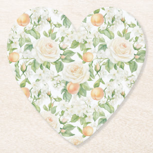 Dessous-de-verre En Papier Mariage Fleurs de Pêches Roses Blanches Romantique