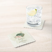 Dessous-de-verre En Papier mariage fleurs vert sauge (En situation)