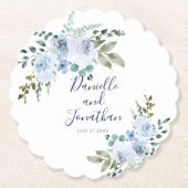Dessous-de-verre En Papier Mariage floral bleu clair (Devant)