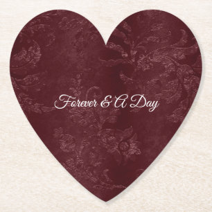 Dessous-de-verre En Papier Mariage Floral Bourgogne Rouge Romantique