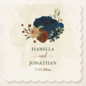 Dessous-de-verre En Papier mariage floral de terre cuite (Devant)