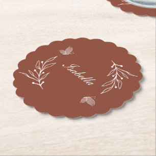 Dessous-de-verre En Papier Mariage floral terracotta élégant romantique