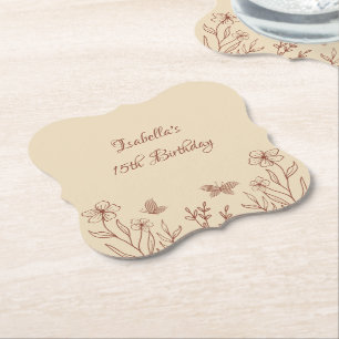 Dessous-de-verre En Papier Mariage floral terracotta élégant romantique