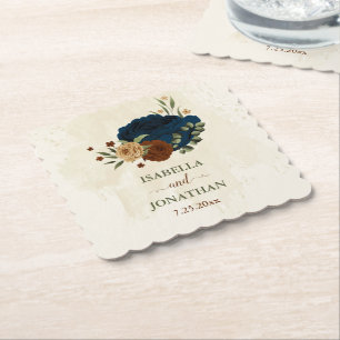 Dessous-de-verre En Papier mariage floral terracotta marine