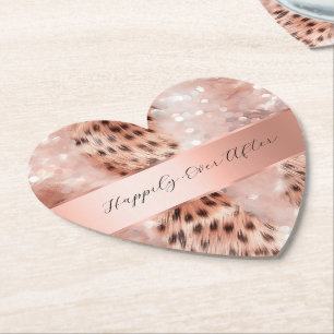 Dessous-de-verre En Papier Mariage Glamour Rose Gold Léopard
