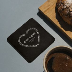 Dessous-de-verre En Papier Mariage gothique minimaliste noir et blanc