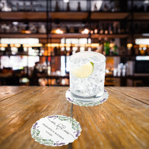 Dessous-de-verre En Papier Mariage lavender eucalyptus m mrs noms de coeur