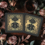 Dessous-de-verre En Papier Mariage médiéval Black Royal Lion<br><div class="desc">Ajoutez du charme royal à votre paysage de table ! Ces dessous de verre de mariage personnalisés sont dotés d'un majestueux lion et d'un design floral avec vos noms et monogramme, le tout en or luxueux contre un arrière - plan noir. Parfait pour une fête d'imaginaire médiévale avec une élégance...</div>