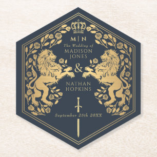 Dessous-de-verre En Papier Mariage médiéval Blue Royal Lion