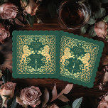 Dessous-de-verre En Papier Mariage médiéval Green Royal Lion<br><div class="desc">Ajoutez du charme royal à votre paysage de table ! Ces dessous de verre de mariage personnalisés sont dotés d'un lion majestueux et d'un design floral avec vos noms et monogramme, le tout en or luxueux contre un arrière - plan vert. Parfait pour une fête d'imaginaire médiévale avec une élégance...</div>